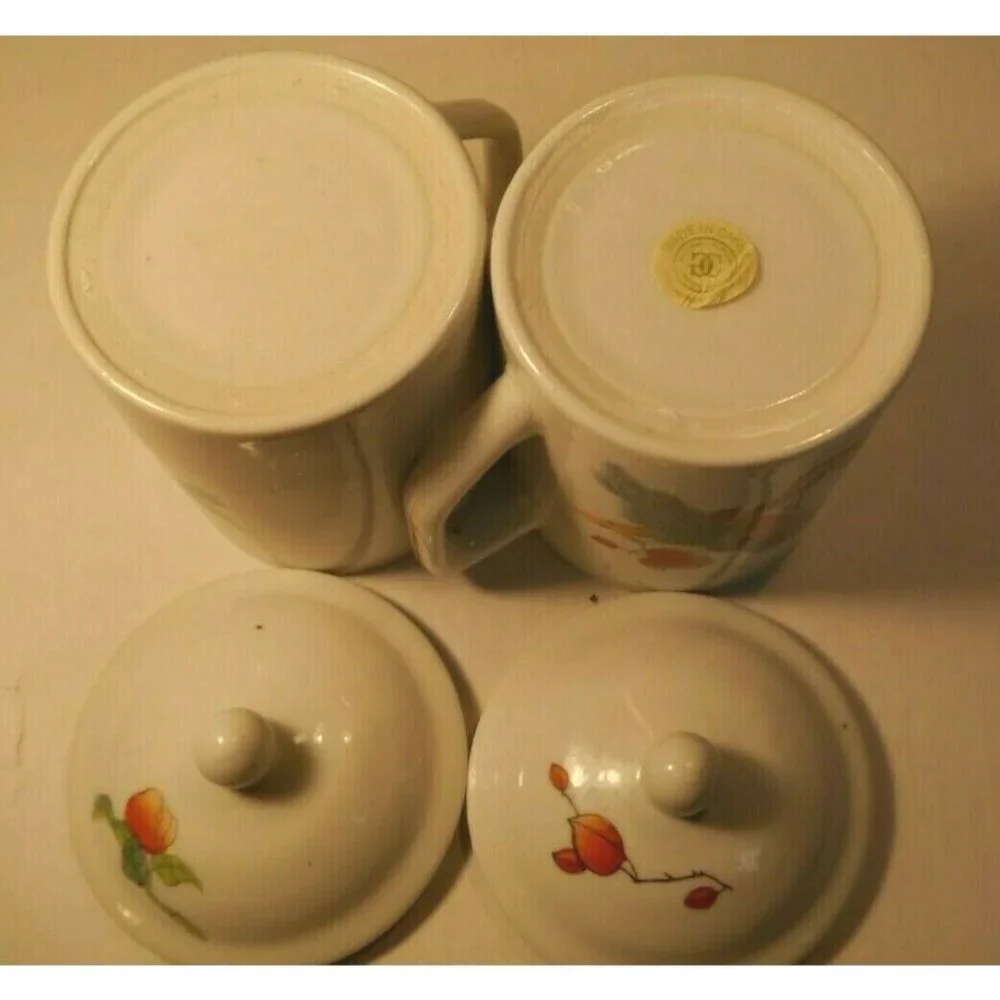 SET OF 2 Vintage WILLIAMS SONOMA GRANDE CUISINE MUGS / CUPS w/LIDS - EUC